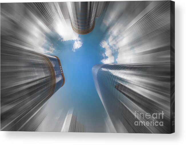 Houston Acrylic Print featuring the photograph Skyscrapers in Motion II by Raul Rodriguez