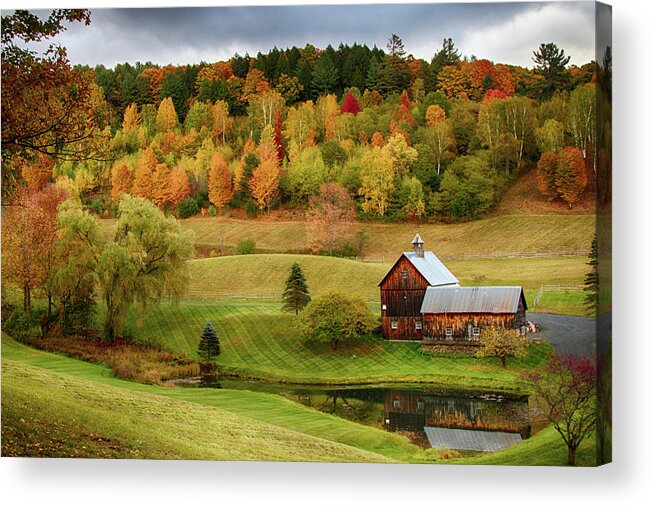 Pomfret Fall Colors Acrylic Print featuring the photograph Sleepy Hollow Barn in Autumn by Jeff Folger