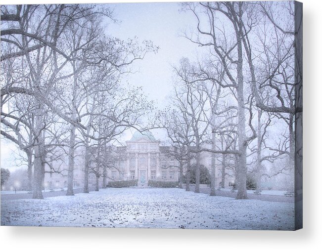 New York Botanical Gardens Acrylic Print featuring the photograph Snow at the New York Botanical Gardens by Mark Andrew Thomas