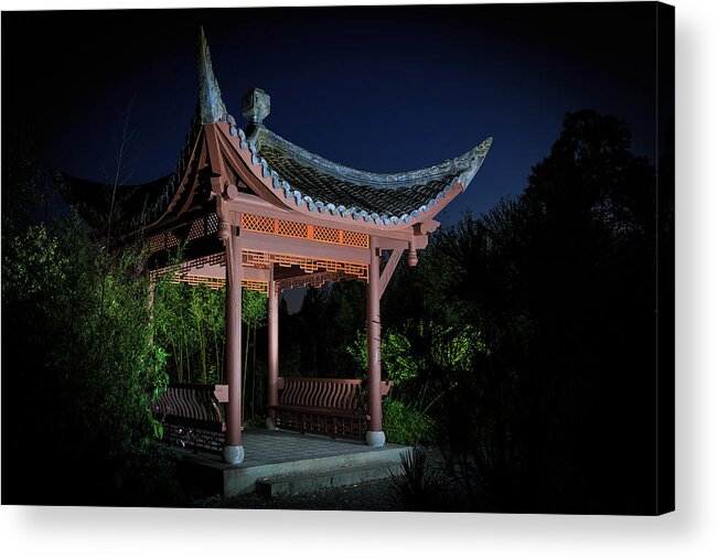 Seattle Chinese Garden Acrylic Print featuring the photograph Song Mei Ting at Twilight by Briand Sanderson