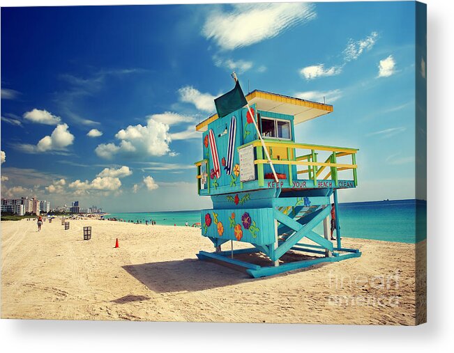 Usa Acrylic Print featuring the photograph South Beach In Miami Florida by S.borisov