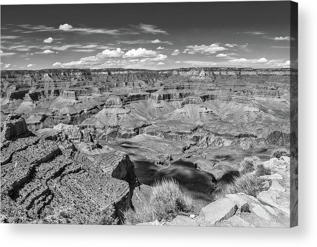 Grand Canyon National Park Acrylic Print featuring the photograph South Kaibab Trail 44 black and white by Marisa Geraghty Photography