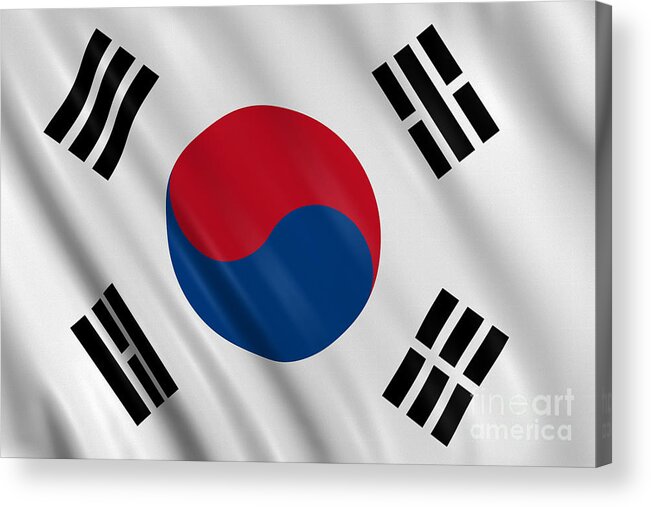 Printmaking Technique Acrylic Print featuring the photograph South Korea Flag by Visual7