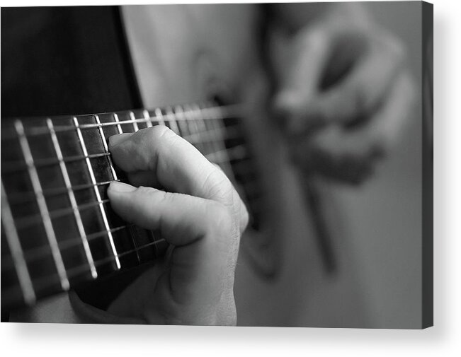 Chord Acrylic Print featuring the photograph Spanish Guitar With Film Grain by Elwisz