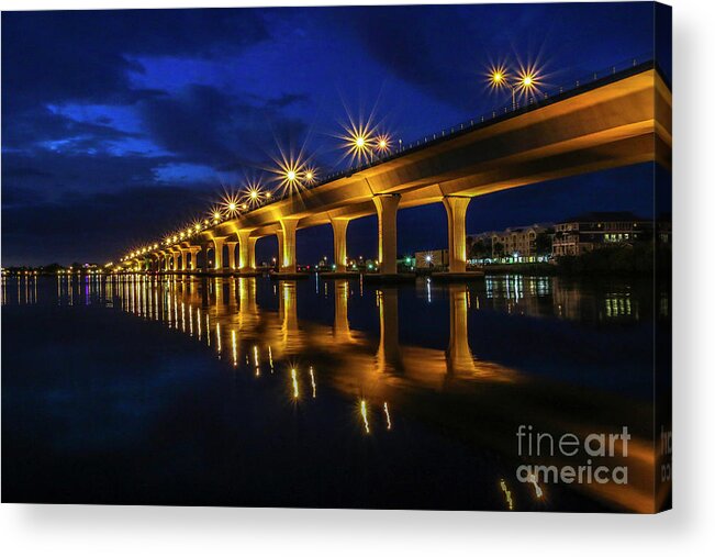 Bridge Acrylic Print featuring the photograph Sparkling Bridge Lights by Tom Claud