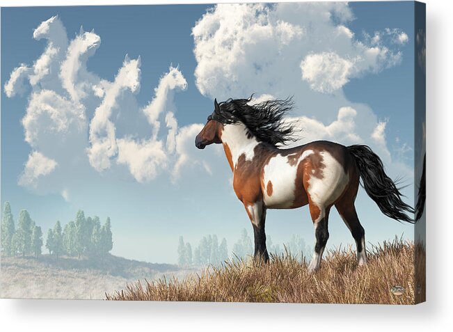 Spirits Of Mustangs Past Acrylic Print featuring the digital art Spirits of Mustangs Past by Daniel Eskridge