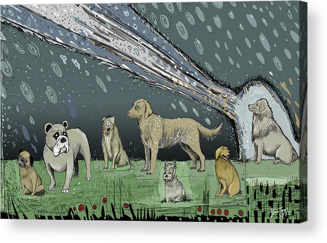 Dogs Acrylic Print featuring the painting Spray by Yom Tov Blumenthal