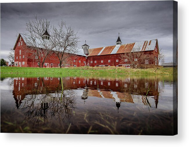 Barn Acrylic Print featuring the photograph Spring Barn Reflection Alternate by Tim Kirchoff