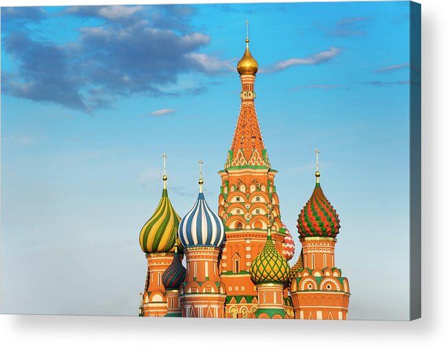 Built Structure Acrylic Print featuring the photograph St Basils Cathedral On Red Square In by Anddraw