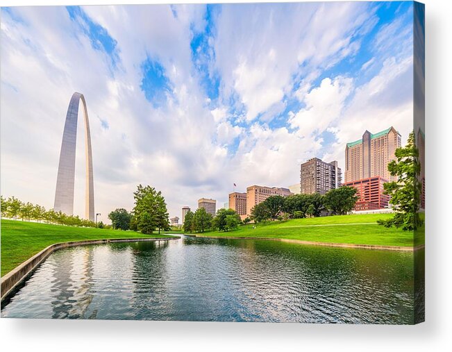 Landscape Acrylic Print featuring the photograph St. Louis, Missouri, Usa Park View by Sean Pavone