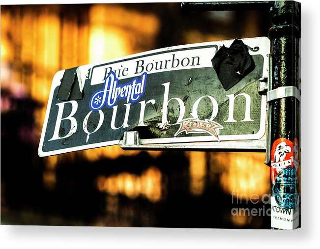 Photo Acrylic Print featuring the photograph Stickers of Bourbon St by Jason Hughes