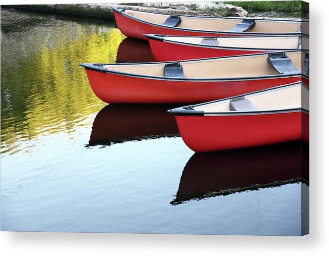 In A Row Acrylic Print featuring the photograph Still Canoes by Dorin s