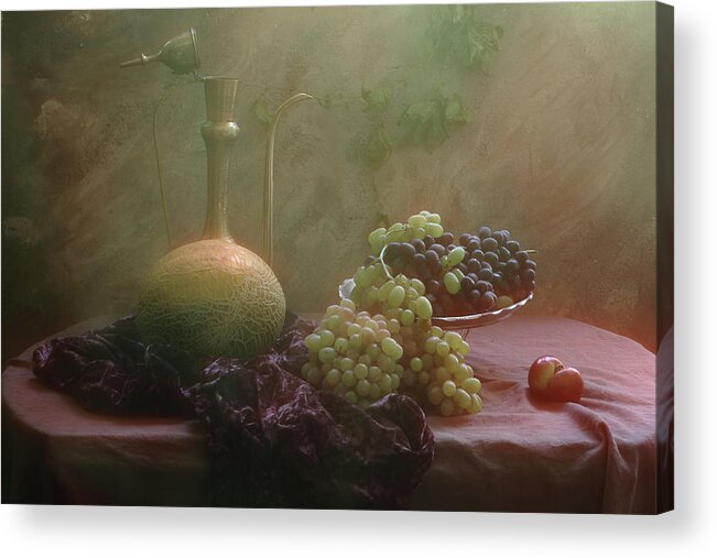Still Life Acrylic Print featuring the photograph Still Life With Grapes And Melon by Ustinagreen