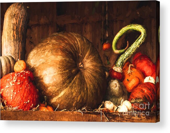 Still Life Acrylic Print featuring the digital art Still Life with Pumpkins by Jayne Wilson