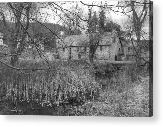 Waterloo Village Acrylic Print featuring the photograph Stone and Reeds - Waterloo Village by Christopher Lotito