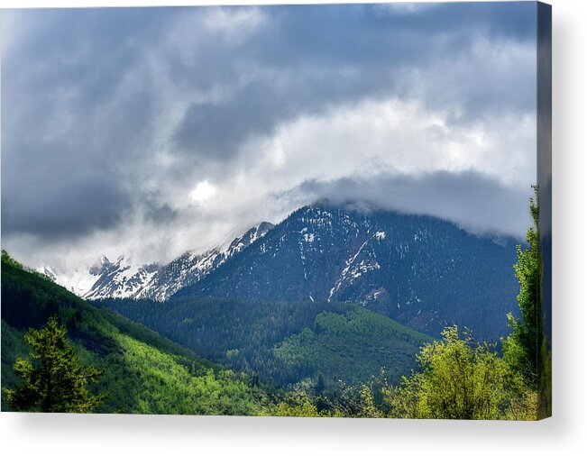 Clouds Acrylic Print featuring the photograph Storm brewing in the mountains by Dan Friend