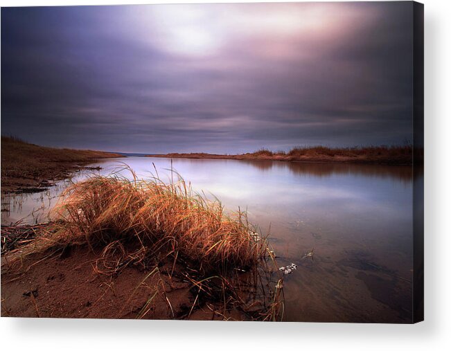 Dundee Acrylic Print featuring the photograph Storm Clouds Over Pond, Tentsmuir Sands by Angus Clyne