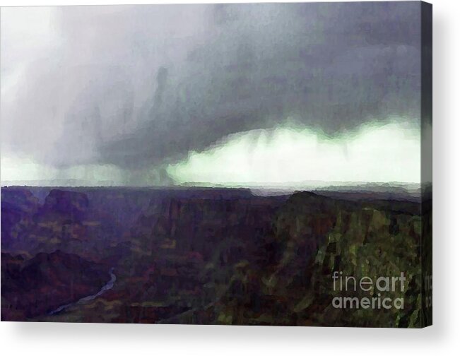 Landscape Acrylic Print featuring the painting Storm Over the Grand Canyon 300 by Sharon Williams Eng