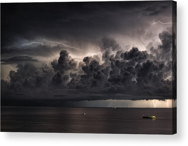 Storm Acrylic Print featuring the photograph Storm Over The Mediterranean Sea by Roberto Zanleone