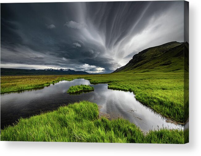 Iceland Acrylic Print featuring the photograph Stormy Iceland Lake by Marc Pelissier
