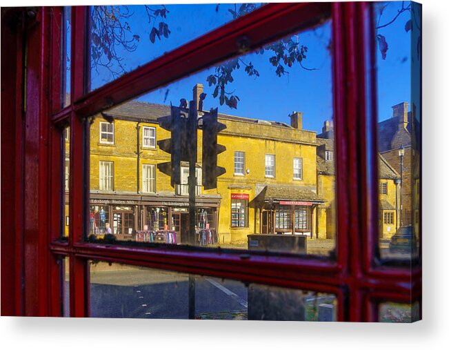 Architecture Acrylic Print featuring the photograph Street View With Red Phone Box, In Broadway by Ran Dembo