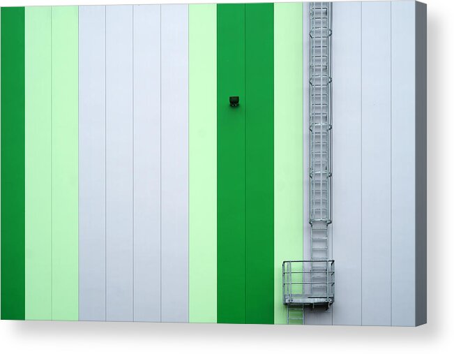 Abstract Acrylic Print featuring the photograph Striped Corrugated Iron Walls by Bastian Kienitz