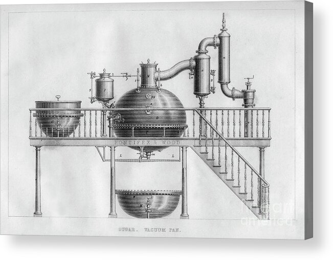 Engraving Acrylic Print featuring the drawing Sugar. Vacuum Pan, 1866 by Print Collector