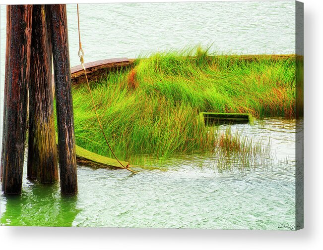 Shipwreck Acrylic Print featuring the photograph Sunken Hull by Dee Browning