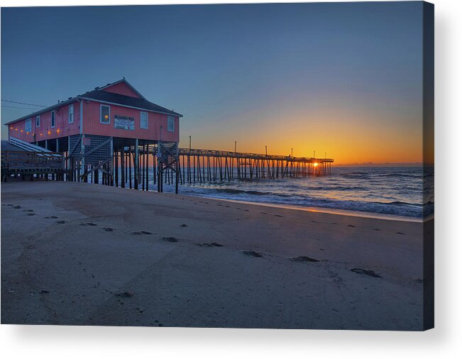 North Carolina Acrylic Print featuring the photograph Sunrise at Rodanthe Pier II by Claudia Domenig