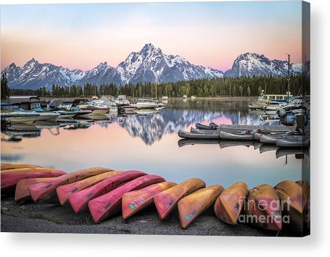 Colter Bay Acrylic Print featuring the photograph Sunrise on Colter Bay Marina by Ronda Kimbrow