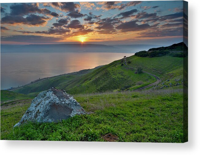 Tranquility Acrylic Print featuring the photograph Sunrise On Sea Of Galilee by Ilan Shacham