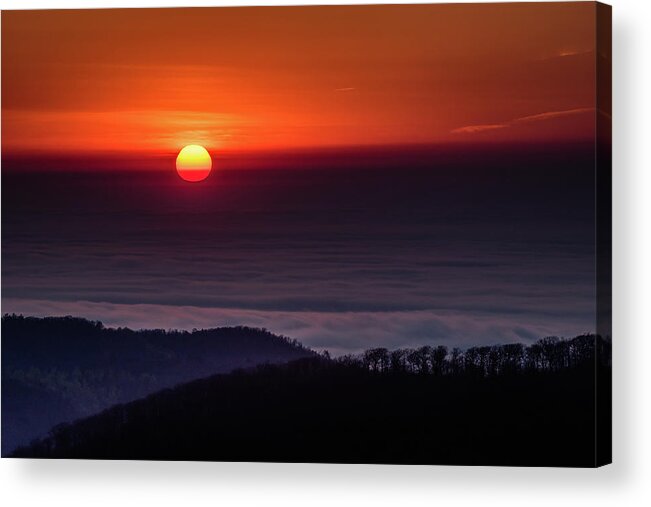 Shenandoah Acrylic Print featuring the photograph Sunrise through the Clouds by William Christiansen