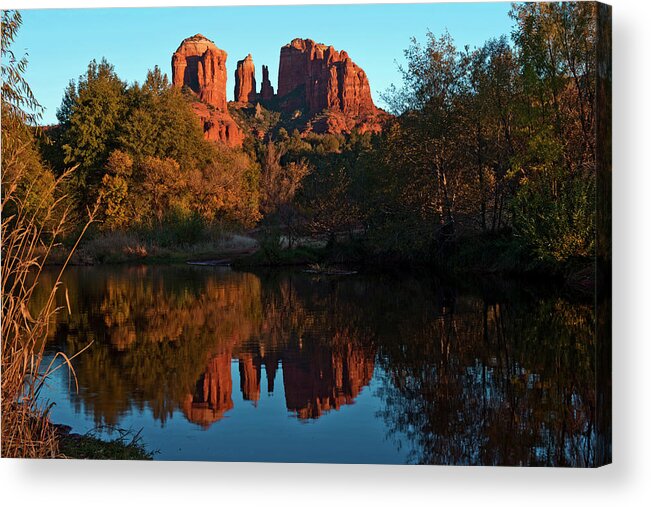 Tranquility Acrylic Print featuring the photograph Sunset And Reflections At Red Rock by Amritendu Maji
