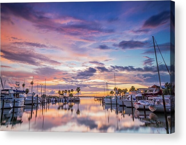 Nature Acrylic Print featuring the photograph Sunset at the Marina by Joe Leone