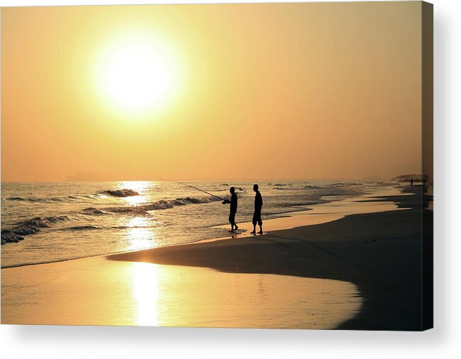 Dawn Acrylic Print featuring the photograph Sunset Fishing, Salalah, Oman by Blue64