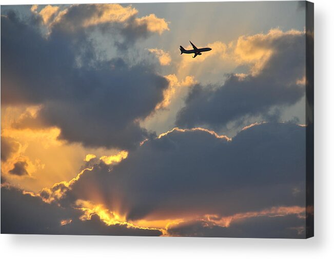 Naha Acrylic Print featuring the photograph Sunset Flight by Taro Hama @ E-kamakura