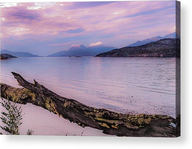 Skyline Acrylic Print featuring the photograph Sunset in Ushuaia by Silvia Marcoschamer