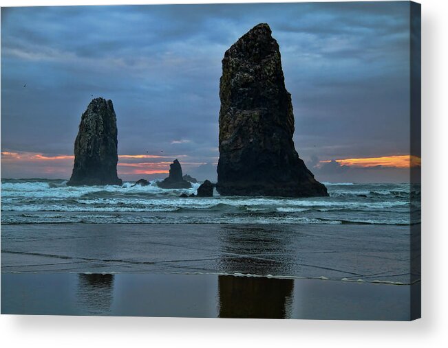 Tranquility Acrylic Print featuring the photograph Sunset On Cannon Beach by Carmen Brown Photography