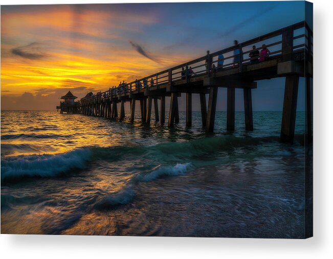 Naples Acrylic Print featuring the photograph Sunset On Naples Pier by Owen Weber