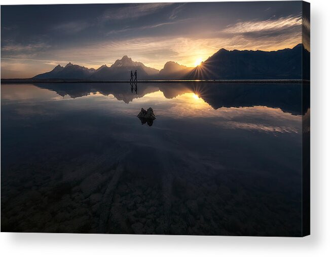 Mountains Acrylic Print featuring the photograph Sunset Romance by Aidong Ning