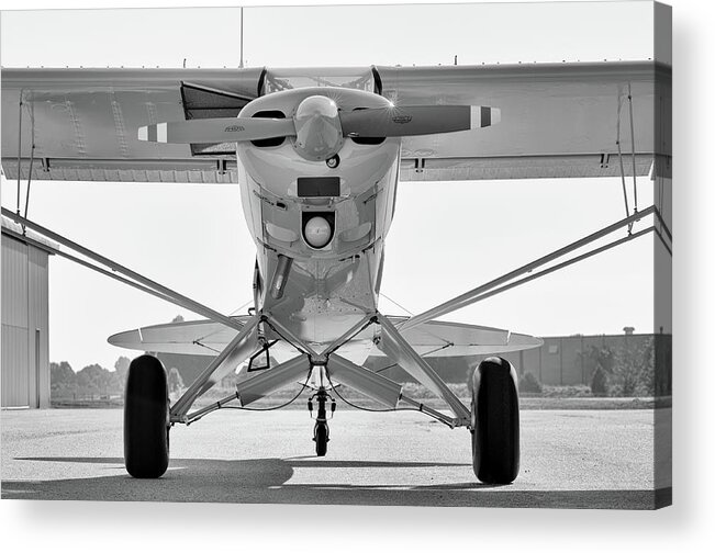 Piper Acrylic Print featuring the photograph Super Cub in Black and White by Chris Buff