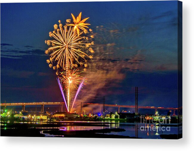 Surf City Acrylic Print featuring the photograph Surf City Fireworks 2019-4 by DJA Images