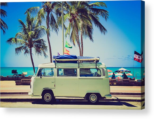 Photo Acrylic Print featuring the photograph Surfer van by Top Wallpapers