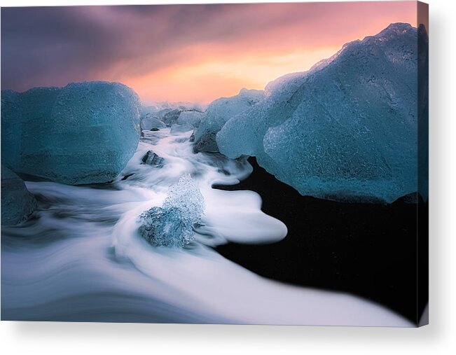 Sea Acrylic Print featuring the photograph Surfing Diamonds by Christos Zoumides