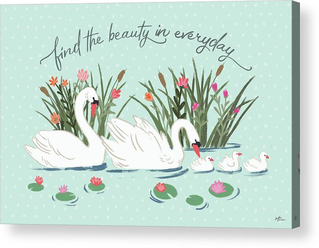 Animals Acrylic Print featuring the painting Swan Lake I Mint by Janelle Penner