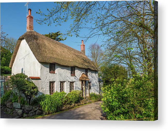 Britain Acrylic Print featuring the photograph Thatched Cottage, Church Cove, Cornwall by David Ross
