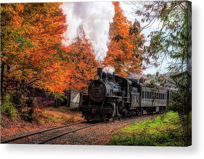 Essex Steam Train Acrylic Print featuring the photograph The #40 chugging through the fall colors by Jeff Folger