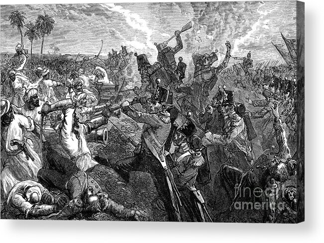 Engraving Acrylic Print featuring the drawing The Battle Of Ferozeshah, India, 1845 by Print Collector