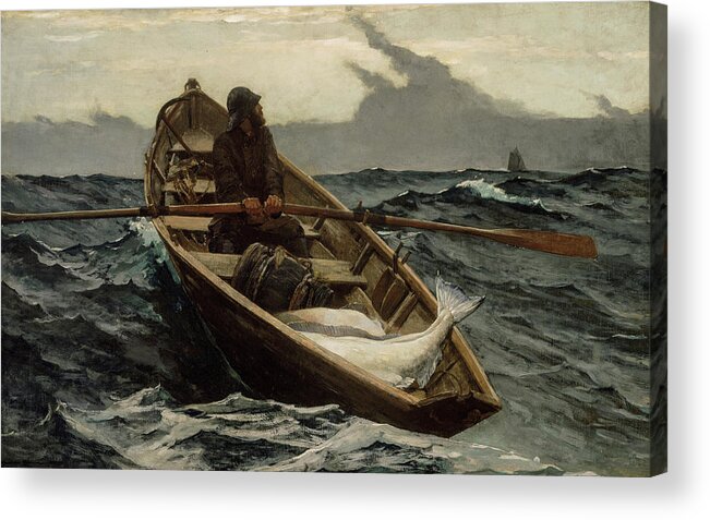 Winslow Homer Acrylic Print featuring the painting The Fog Warning, circa 1885 by Winslow Homer