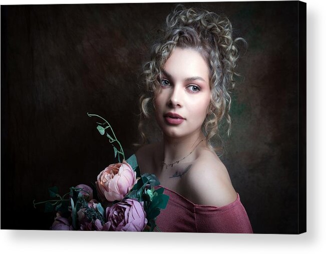 Woman Acrylic Print featuring the photograph The Girl With The Curly Hair by Ruth Franke
